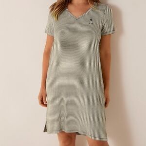 Miiyu | Simons PJ's Striped Sleep Dress V-neck Women's XL Embroidered Pyjama